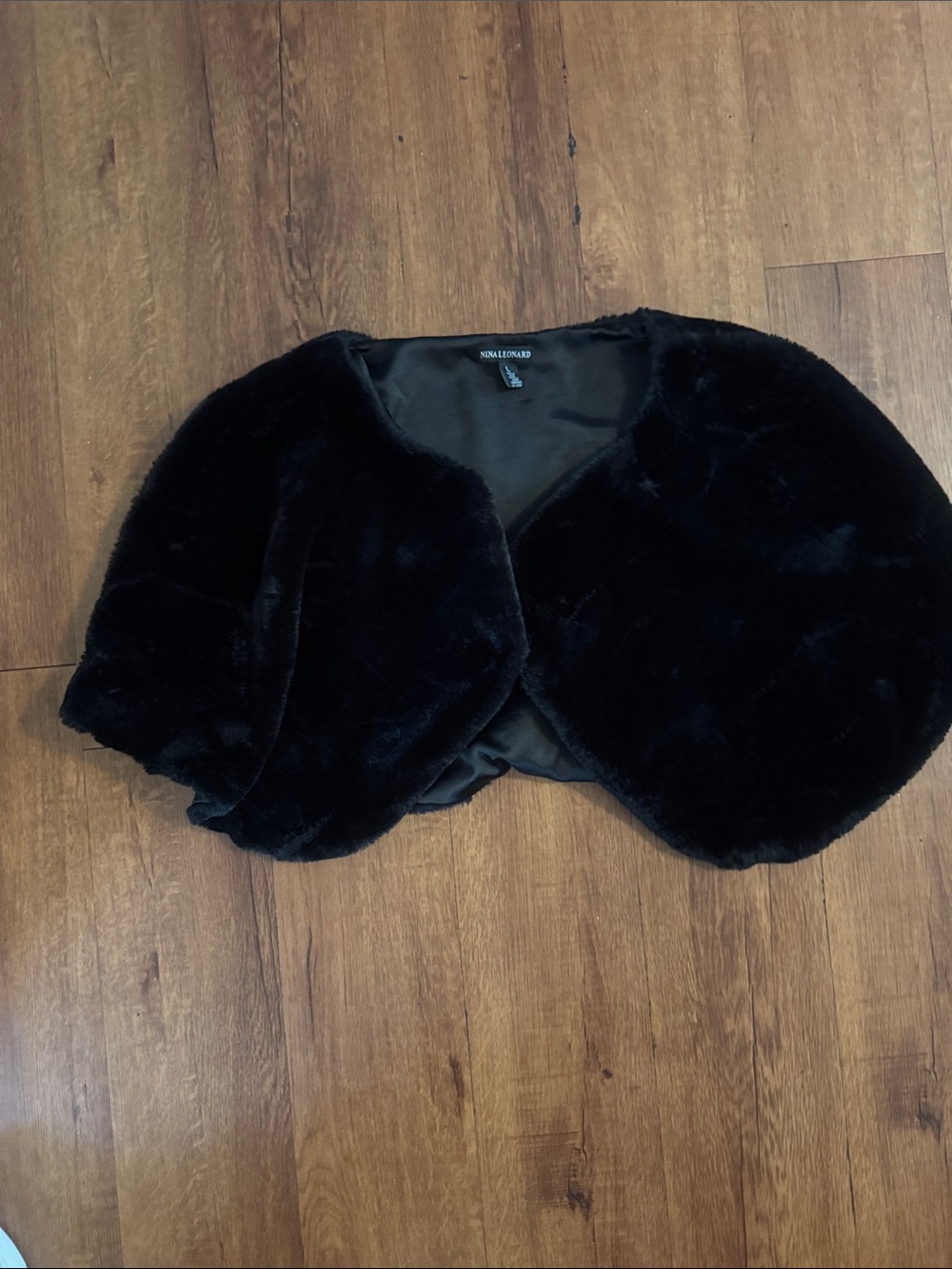 Nina Leonard Black Faux Fur Bolero Shrug
